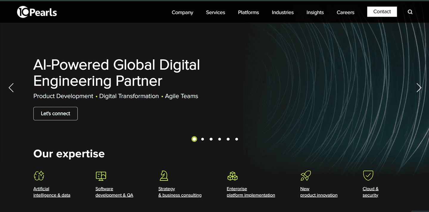 10Pearls homepage screenshot